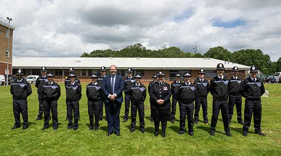 PCC stands with group of officers
