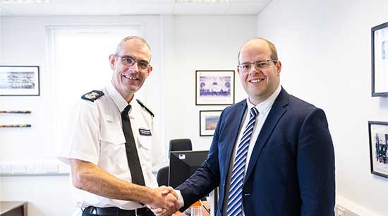 PCC shakes hands with Chief Constable