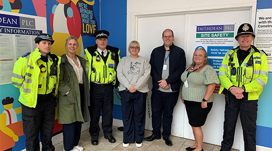 PCC standing with staff from shopping centre