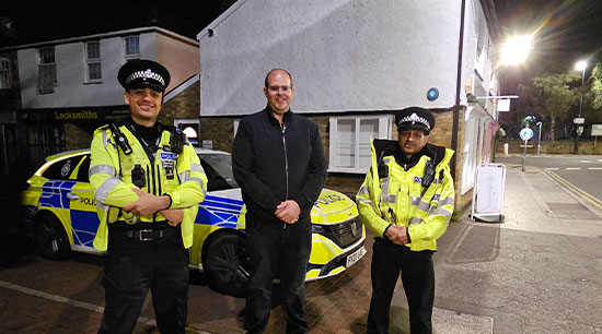 PCC with officers at night is street