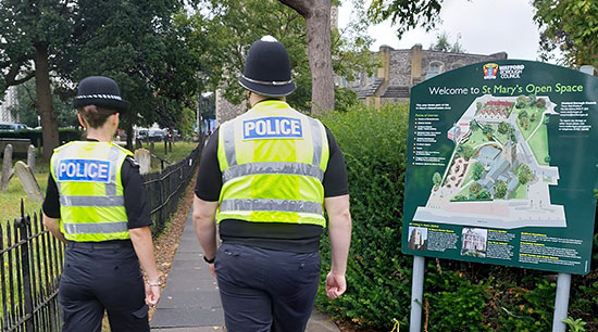 Two officers on patrol in Watford