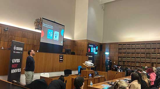 Speaker in mock court